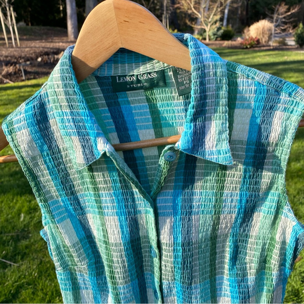 Vintage smocked sleeveless top